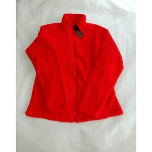 Cozy fluffy fleece red sweater